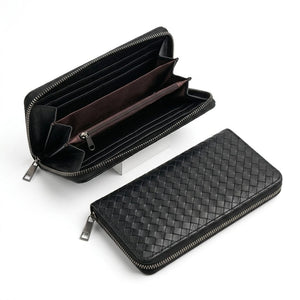 Black Woven Zip Around Wallet for Women – Large Capacity Wristlet Wallet with Card Slots & Coin Pocket image 3