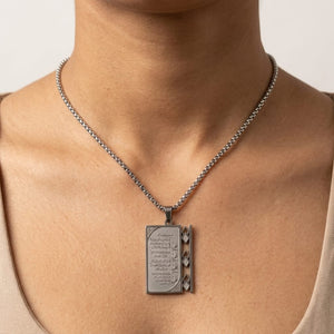 Ayatul Kursi Rectangle Pendant Necklace – Stainless Steel Islamic Quran Verse Chain in Gold & Silver Finish image 1