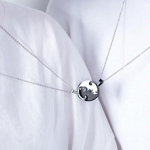 Black & White Cat Couple Necklace Stainless Steel Friendship Pendant Set image 4