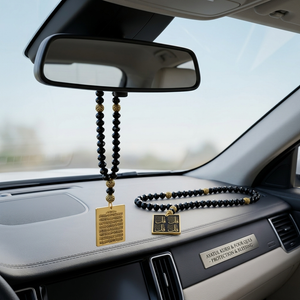 REYLVA Ayatul Kursi & 4 Quls Islamic Car Hanging with Black Beads – product image 6