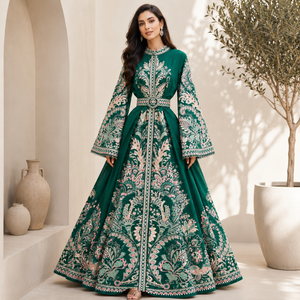 Printed Maxi Dress with Bell Sleeves & Waist Belt – product image 7