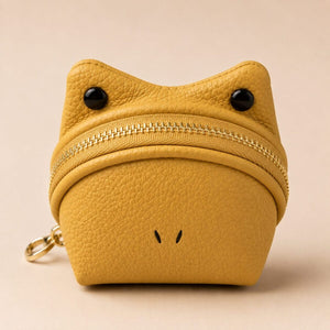 Cute Frog Coin Purse Keychain for Women & Kids | Mini Zip Wallet - Orange image