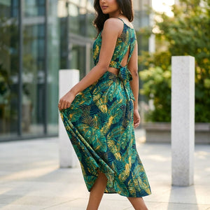 Leaf Print Vacation Skirt Set – Cami Top & Split Skirt image 2