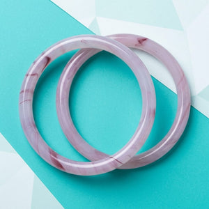 Jade Inspired Glass Bangle Set (2) – Lucky & Spiritual Jewelry - 62mm, Purple image