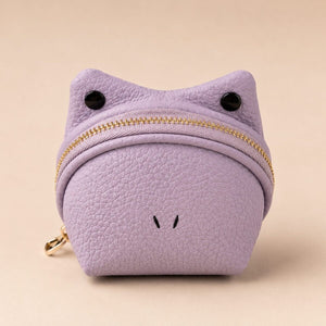 Cute Frog Coin Purse Keychain for Women &amp; Kids | Mini Zip Wallet - Purple image