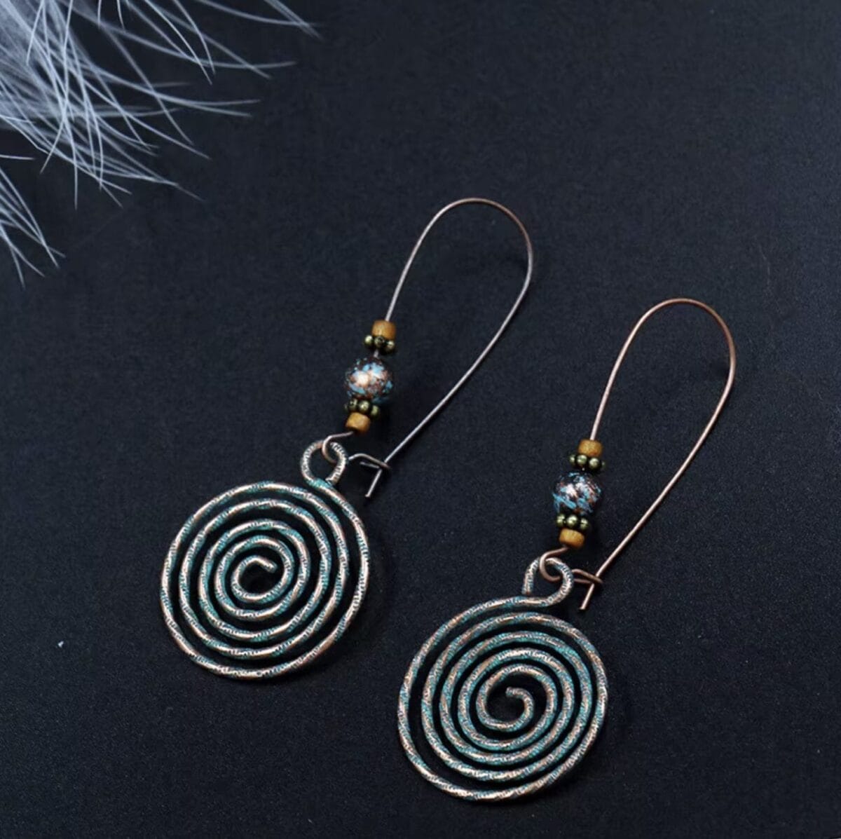 Baroque Boho Retro Antique Bronze Plated Monstera Leaf Waterdrop Earrings image 4