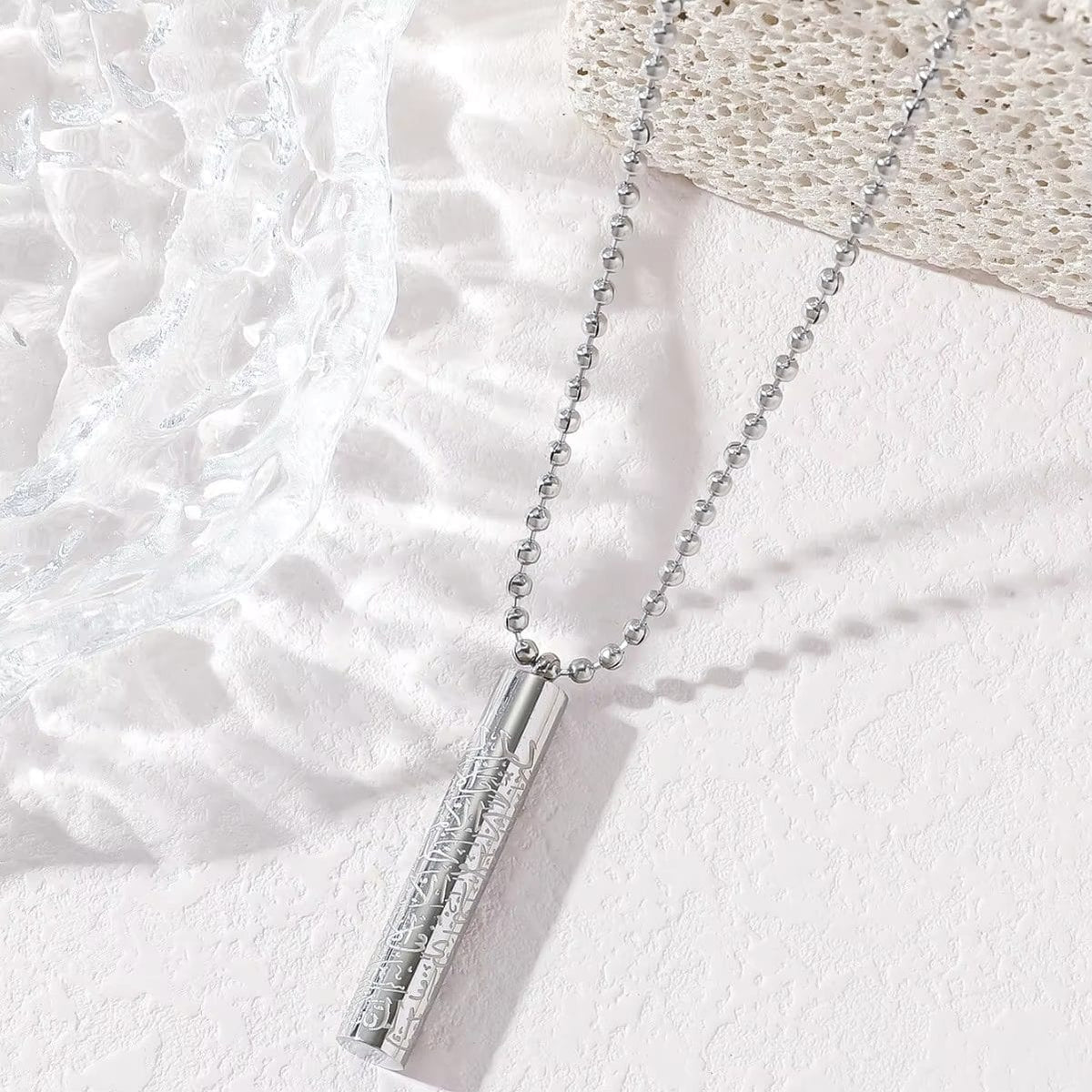 Cylindrical Ayatul Kursi Stainless Steel Pendant Necklace image 3