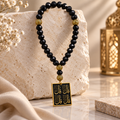 REYLVA Ayatul Kursi & 4 Quls Islamic Car Hanging with Black Beads