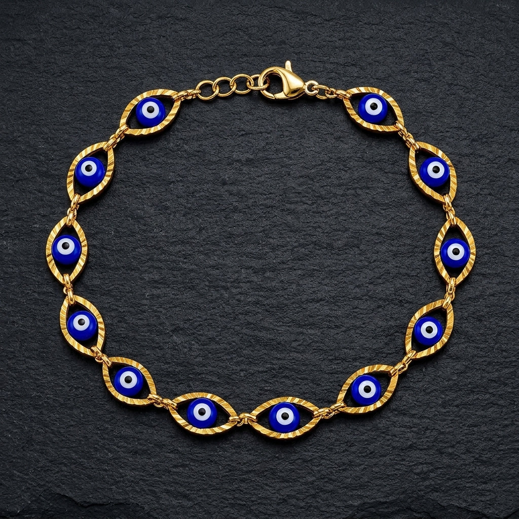 Gold-Plated Evil Eye Beaded Bracelet for Women – product image 4