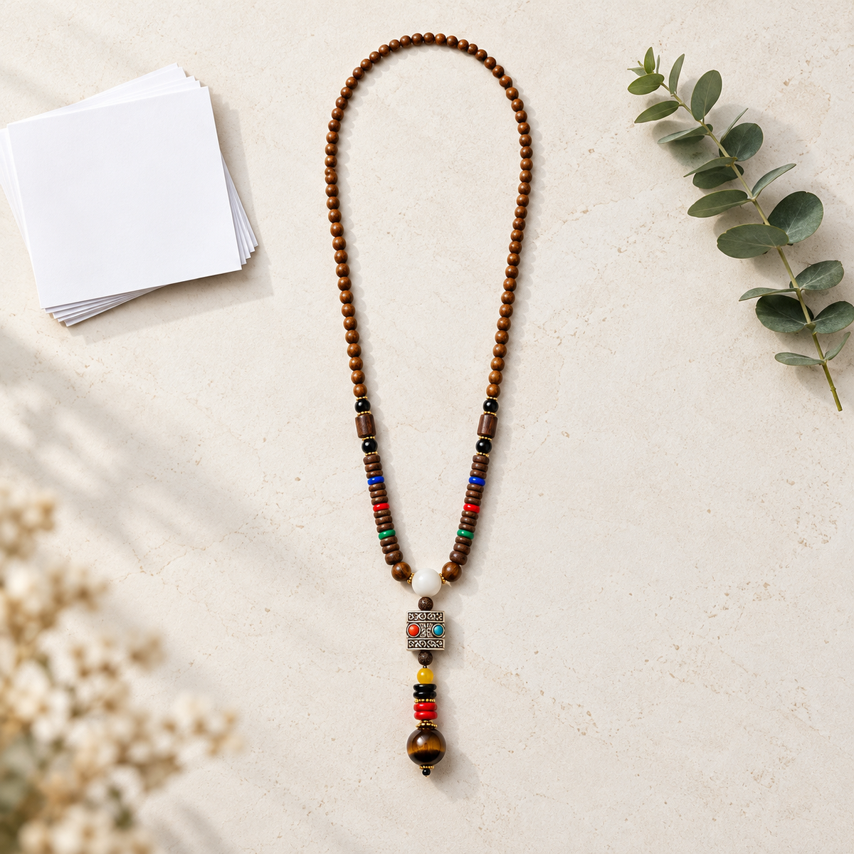 Bohemian Long Mala Necklace with Multicolor Beads
