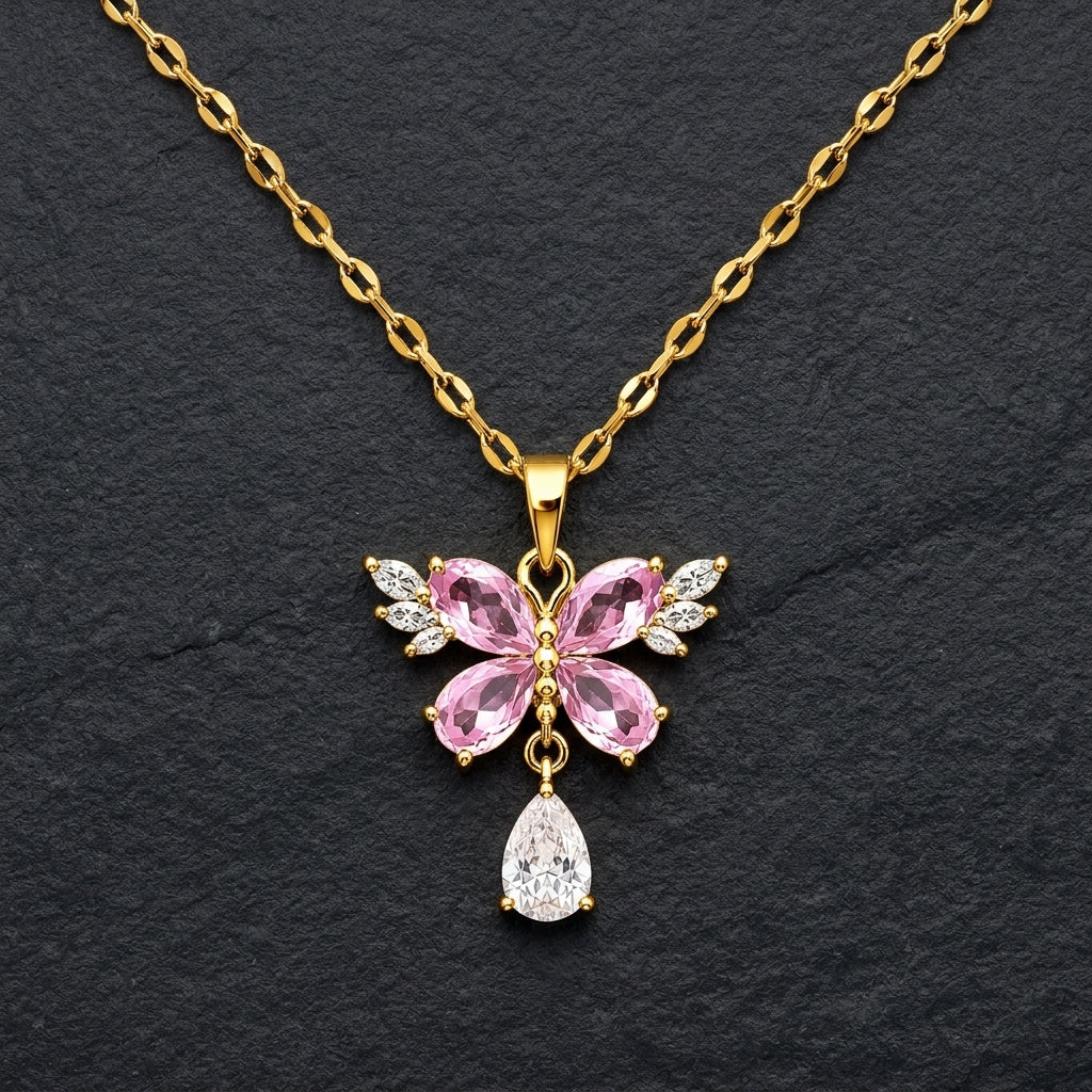 REYLVA Crystal Butterfly Pendant Necklace for Women – product image 1
