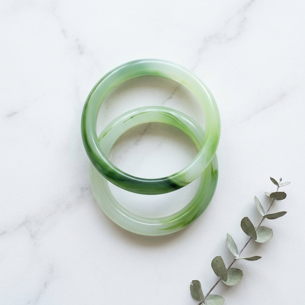 Green Jade Inspired Bangle Bracelet Set for Women (Pack of 2) – product image 3