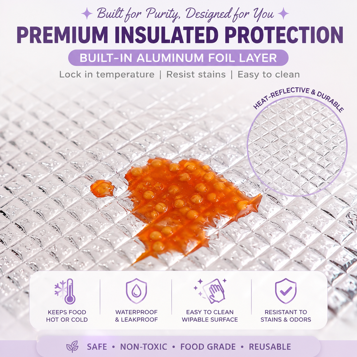 Cute Insulated Lunch Bag with Transparent Front Pocket | Leakproof Foil Lining – product image 6
