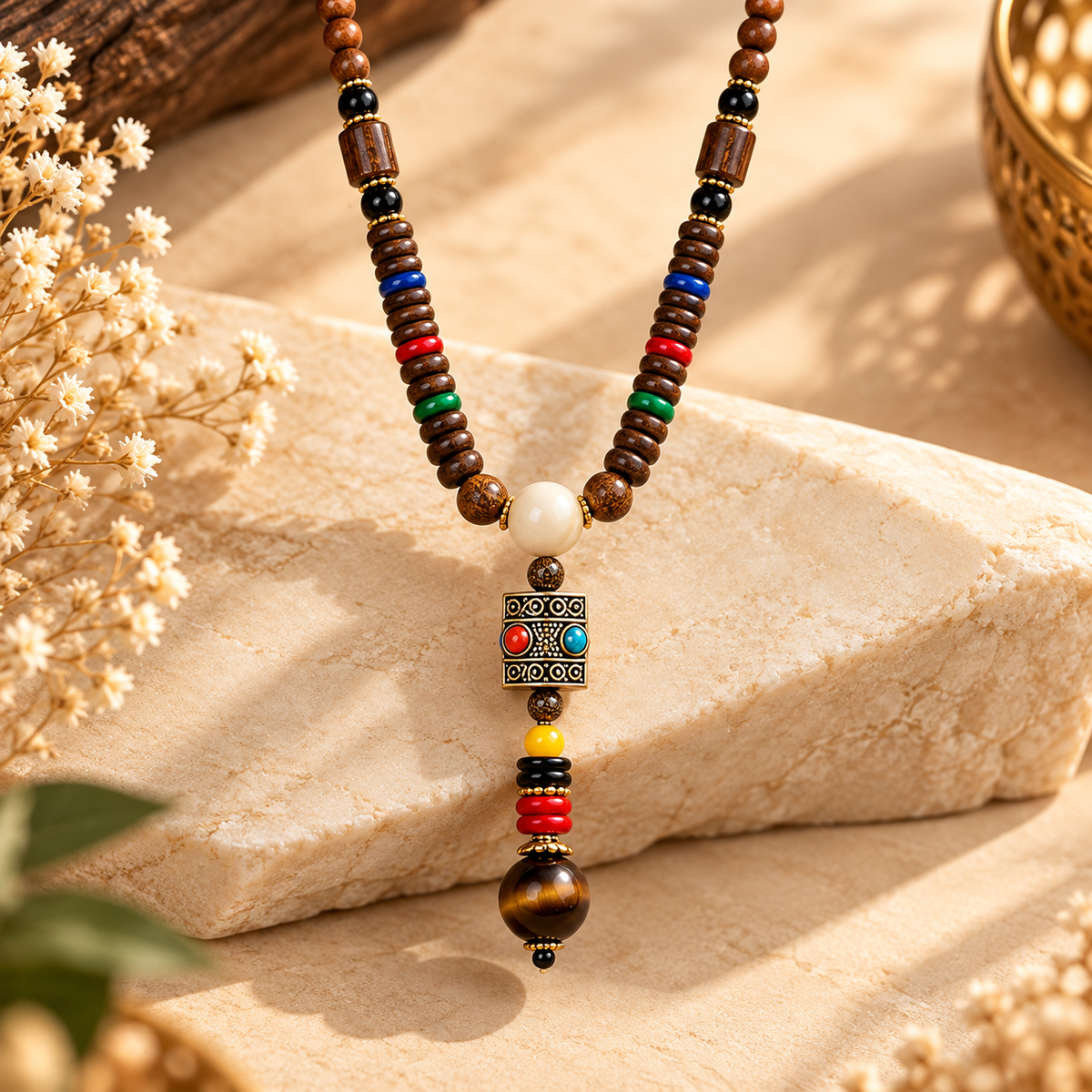 Bohemian Long Mala Necklace with Multicolor Beads