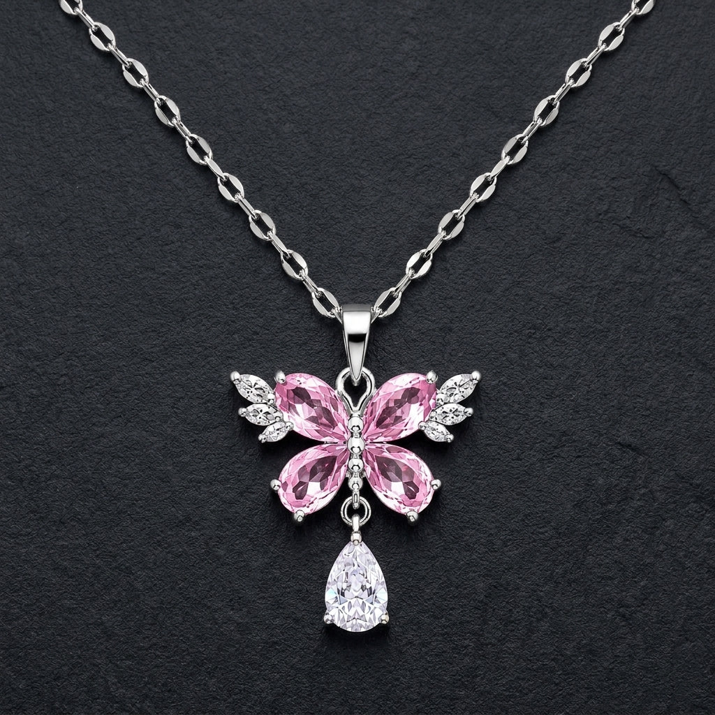 REYLVA Crystal Butterfly Pendant Necklace for Women – product image 5