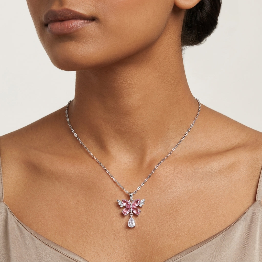 REYLVA Crystal Butterfly Pendant Necklace for Women – product image 7