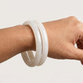 REYLVA White Jade Inspired Bangle Bracelet Set for Women (Pack of 2)
