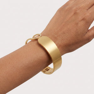 REYLVA Minimalist Gold Tone Wide Cuff Bracelet with Spring-Hinge Closure – product image 5