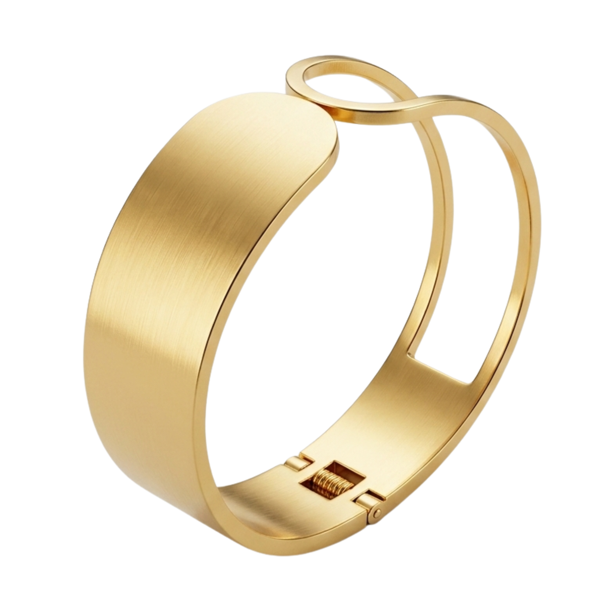 REYLVA Minimalist Gold Tone Wide Cuff Bracelet with Spring-Hinge Closure – product image 1