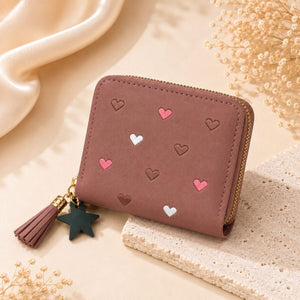 Heart Embroidered Zip Around Mini Wallet for Women &amp; Girls image 6