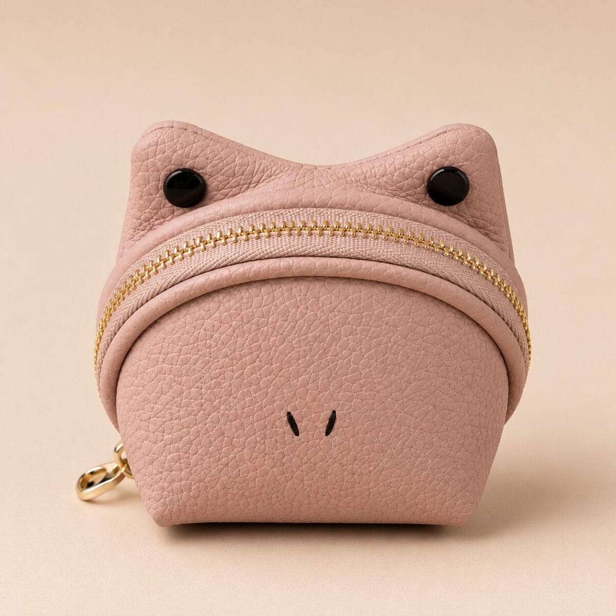 Cute Frog Coin Purse Keychain for Women &amp; Kids | Mini Zip Wallet - Pink image