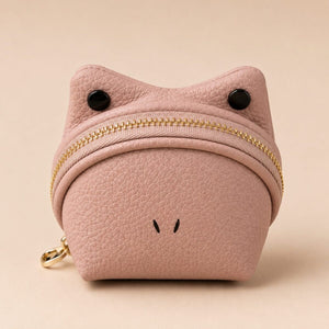 Cute Frog Coin Purse Keychain for Women &amp; Kids | Mini Zip Wallet - Pink image
