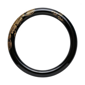 Premium Black Jade Engraved Bangle Bracelet for Women – Elegant Floral Glossy Luxury Kada image 0