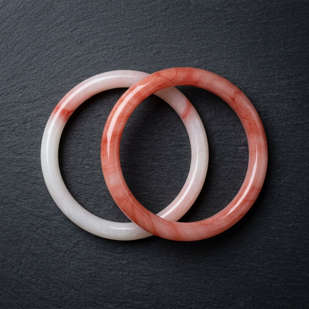 Pink Marble Glass Bangle Set of 2 for Women | Glossy Bracelet – product image 1